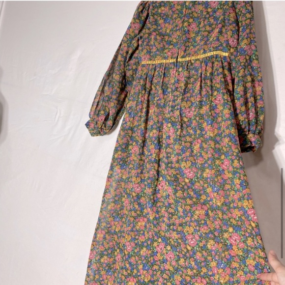 Vintage Handmade Floral Long Sleeve Prairie Style Modest Maxi Dress M - Picture 8 of 15